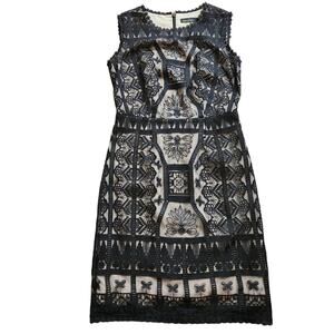 Haya Klein black sleeveless lace sheath dress size 6
